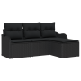 Conjunto de Sofás de Jardín de 4 Piezas con Cojines de Rattan Poliéster Negro by , Outdoor sofas - Ref: Foro24-3345653, Price...