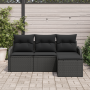 Conjunto de Sofás de Jardín de 4 Piezas con Cojines de Rattan Poliéster Negro by , Outdoor sofas - Ref: Foro24-3345653, Price...