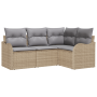 Juego de Sofá de Jardín de 4 Piezas con Cojines Ratán Beige by , Outdoor sofas - Ref: Foro24-3345680, Price: 303,33 €, Discou...