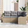 Juego de Sofá de Jardín de 4 Piezas con Cojines Ratán Beige by , Outdoor sofas - Ref: Foro24-3345680, Price: 303,33 €, Discou...