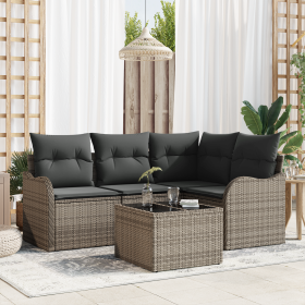 Set de Sofás de Jardín de 4 Piezas con Cojines en