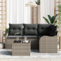 Set de Sofás de Jardín de 4 Piezas con Cojines en Ratán Poligris | Foro24.es | Tu tienda online para hogar, jardín y más Foro24.es