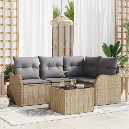 Juego de Sofá de Jardín de 5 Piezas con Cojines de Ratán Negro von , Outdoor-Sofas - Ref: Foro24-3345690, Preis: 354,13 €, Ra...