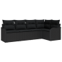 Conjunto de Sofá de Jardín de 5 Piezas con Cojines de Poliratán Negro von , Outdoor-Sofas - Ref: Foro24-3345703, Preis: 351,6...