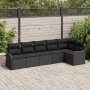 Set de Sofás de Jardín de 6 Piezas con Cojines Rattan Poliéster Negro de , Sofás de exterior - Ref: Foro24-3345723, Precio: 4...