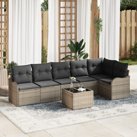 Conjunto de Sofá de Jardín  de 6 Piezas con Cojines de Ratán Poliéster Negro | Foro24.es | Tu tienda online para hogar, jardín y más Foro24.es