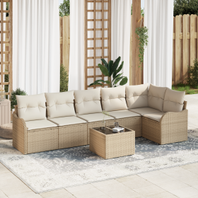 Conjunto de Sofá de Jardín de 7 Piezas con Cojines Ratán Poliéster Marrón von , Outdoor-Sofas - Ref: Foro24-3345731, Preis: 4...