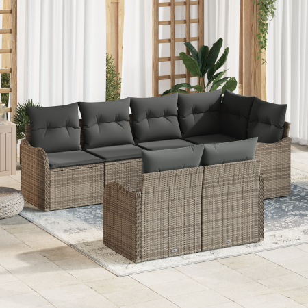 Conjunto de Sofá de Jardín Modular de 7 Piezas con Cojines Gris Ratán Polimérico | Foro24.es | Tu tienda online para hogar, jardín y más Foro24.es
