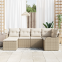 Conjunto de sofá de jardín de 6 piezas con cojines beige de poliratán by , Outdoor sofas - Ref: Foro24-3345771, Price: 401,45...