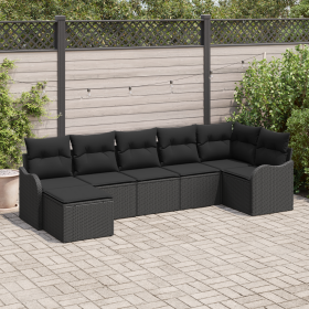 Juego de Sofá de Jardín de 7 Piezas con Cojines Ratán Poliester Negro von , Outdoor-Sofas - Ref: Foro24-3345793, Preis: 450,7...
