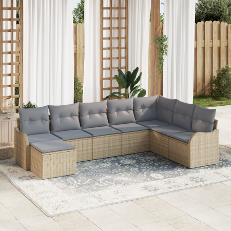 Juego de Sofás de Jardín de 8 Piezas con Cojines Beige de Poliratán von , Outdoor-Sofas - Ref: Foro24-3345820, Preis: 477,91 ...