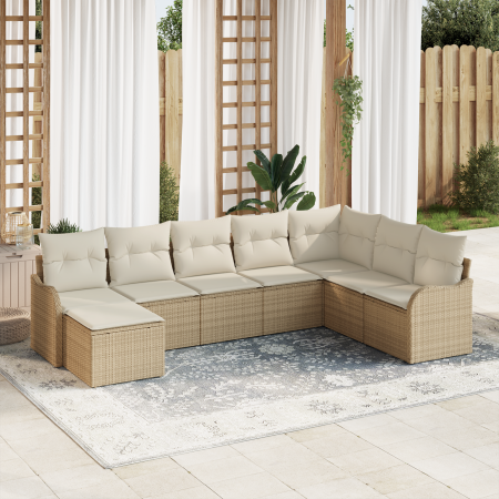 Juego de Sofás de Jardín de 8 Piezas con Cojines Beige, Ratán Poliéster | Foro24.es | Tu tienda online para hogar, jardín y más Foro24.es