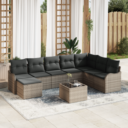 Conjunto de Sofá de Jardín de 8 Piezas con Cojines Ratán Poliéster Negro | Foro24.es | Tu tienda online para hogar, jardín y más Foro24.es