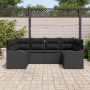 Conjunto de Sofá de Jardín de 6 Piezas con Cojines Negro de Ratán Poliéster by , Outdoor sofas - Ref: Foro24-3345843, Price: ...