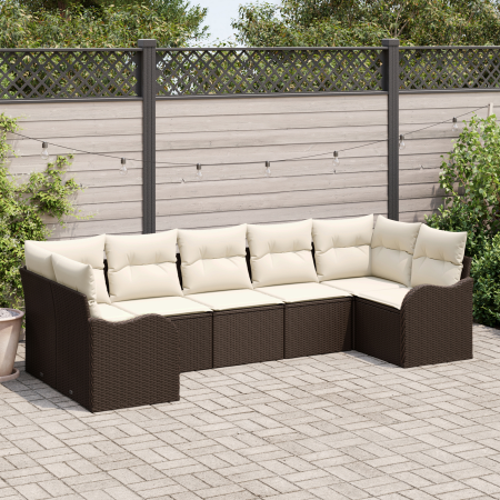 Conjunto de sofá de jardín  de 7 piezas con cojines de ratán sintético marrón | Foro24.es | Tu tienda online para hogar, jardín y más Foro24.es