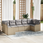 Juego de Sofás de Jardín de 7 Piezas con Cojines Beige de Rattan Resistente von , Outdoor-Sofas - Ref: Foro24-3345850, Preis:...
