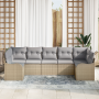 Juego de Sofás de Jardín de 7 Piezas con Cojines Beige de Rattan Resistente von , Outdoor-Sofas - Ref: Foro24-3345850, Preis:...