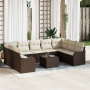 Conjunto de Sofá de Jardín  de 9 Piezas con Almohadillas Gris Polirratán | Foro24.es | Tu tienda online para hogar, jardín y más Foro24.es
