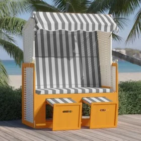 Strandkorb Baldachin Baldachin Kunststoff Rattan weiß grau Holz von vidaXL, Liegen - Ref: Foro24-318654, Preis: 206,32 €, Rab...