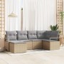 Conjunto de sofá de jardín 6 pcs Beige Poliratán