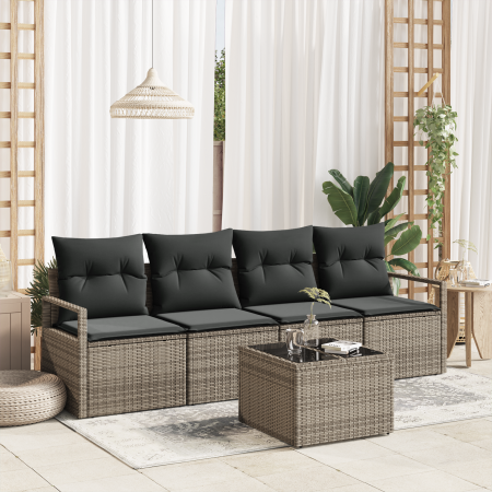 Conjunto de Sofá de Jardín de 5 piezas con Cojines Gris Ratán Versátil | Foro24.es | Tu tienda online para hogar, jardín y más Foro24.es