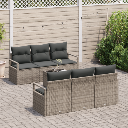 Conjunto de Sofá de Jardín de 7 Piezas con Cojines Gris Ratán Sintético | Foro24.es | Tu tienda online para hogar, jardín y más Foro24.es