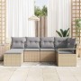 Conjunto de sofá de jardín 6 pcs Beige Poliratán