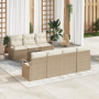 Set de Sofá de Jardín de 8 Piezas  con Cojines Beige de Ratán de Poliéster | Foro24.es | Tu tienda online para hogar, jardín y más Foro24.es