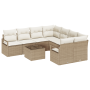 Conjunto de Sofá de Jardín de 9 Piezas con Cojines Beige Ratán Sintético | Foro24.es | Tu tienda online para hogar, jardín y más Foro24.es