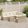 Conjunto de Sofá de Jardín de 9 Piezas con Cojines Beige Ratán Sintético | Foro24.es | Tu tienda online para hogar, jardín y más Foro24.es