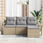 Set de Sofá de Jardín  de 4 piezas con Cojines Ratán Poliéster Beige | Foro24.es | Tu tienda online para hogar, jardín y más Foro24.es