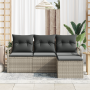 Conjunto de Sofá de Jardín  de 4 Piezas con Cojines Gris Claro Ratán Polimérico | Foro24.es | Tu tienda online para hogar, jardín y más Foro24.es