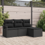 Set de Sofá de Jardín de 4 Piezas  con Cojines Ratán Poliéster Negro | Foro24.es | Tu tienda online para hogar, jardín y más Foro24.es