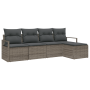 Conjunto de Sofá de Jardín Modular de 5 Piezas con Cojines Gris Ratán Poliéster | Foro24.es | Tu tienda online para hogar, jardín y más Foro24.es