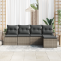 Conjunto de Sofá de Jardín Modular de 5 Piezas con Cojines Gris Ratán Poliéster | Foro24.es | Tu tienda online para hogar, jardín y más Foro24.es