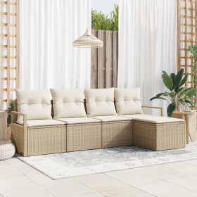 Set de Sofá de Jardín de 5 Piezas con Cojines