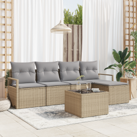 Juego de Sofá de Jardín de 6 Piezas con Cojines Ratán Poliéster Negro by , Outdoor sofas - Ref: Foro24-3346350, Price: 354,77...