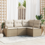 Conjunto de sofá de jardín de 4 piezas con cojines Beige Ratán poliéster von , Outdoor-Sofas - Ref: Foro24-3346361, Preis: 30...