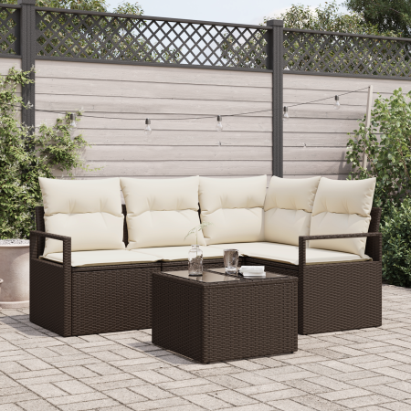 Conjunto de sofá de jardín de 4 piezas con cojines gris de ratán sintético | Foro24.es | Tu tienda online para hogar, jardín y más Foro24.es