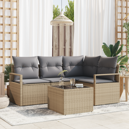 Juego de Sofá de Jardín de 5 Piezas con Cojines Ratán Negro de Poliéster von , Outdoor-Sofas - Ref: Foro24-3346370, Preis: 34...