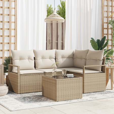 Conjunto de Sofá de Jardín de 5 Piezas con Cojines de Ratan Polímero Marrón von , Outdoor-Sofas - Ref: Foro24-3346371, Preis:...