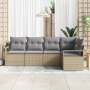 Conjunto de Sofás de Jardín de 5 Piezas con Cojines Beige de Ratán Poliéster de , Sofás de exterior - Ref: Foro24-3346380, Pr...