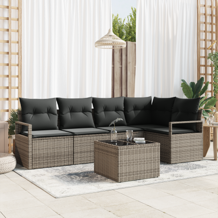 Conjunto de Sofá de Jardín de 5 Piezas con Cojines Ratán Sintético Negro | Foro24.es | Tu tienda online para hogar, jardín y más Foro24.es