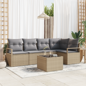 Set de Sofá de Jardín de 6 Piezas con Cojines