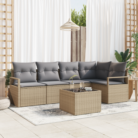Set de Sofá de Jardín de 6 Piezas con Cojines Ratán Sintético Negro | Foro24.es | Tu tienda online para hogar, jardín y más Foro24.es