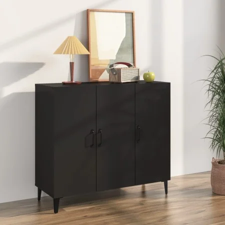 Black engineered wood sideboard 90x34x80 cm by vidaXL, Sideboards - Ref: Foro24-812502, Price: 91,43 €, Discount: %