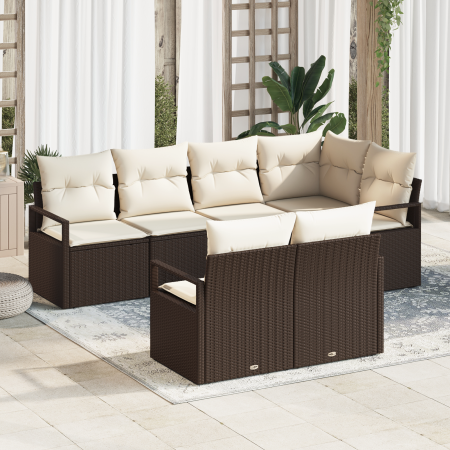 Juego de Sofá de Jardín de 7 Piezas con Cojines Marrón Ratán Polimérico by , Outdoor sofas - Ref: Foro24-3346418, Price: 498,...