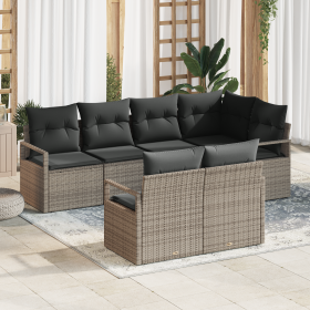 Conjunto de sofá de jardín de 7 piezas con