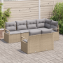 Conjunto de Sofá de Jardín de 7 Piezas con Cojines Beige Ratán Sintético by , Outdoor sofas - Ref: Foro24-3346420, Price: 509...
