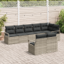 Set de Sofás de Jardín de 8 piezas con Cojines Gris Claro de Ratán de Poliéster de , Sofás de exterior - Ref: Foro24-3346432,...